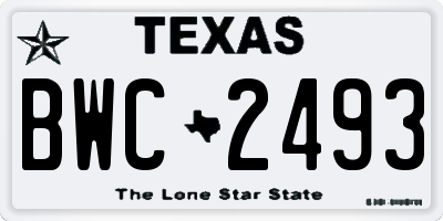 TX license plate BWC2493