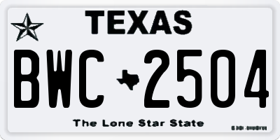 TX license plate BWC2504