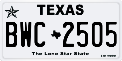 TX license plate BWC2505