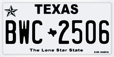 TX license plate BWC2506