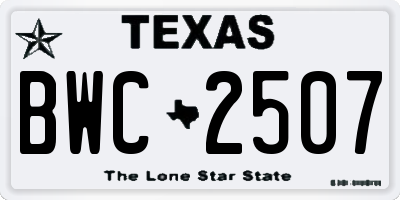 TX license plate BWC2507