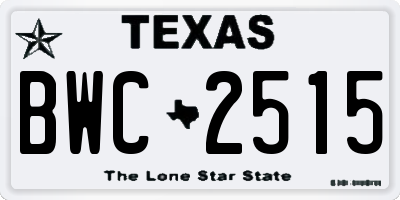 TX license plate BWC2515