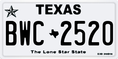 TX license plate BWC2520