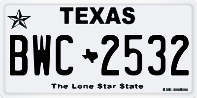 TX license plate BWC2532