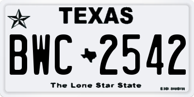 TX license plate BWC2542