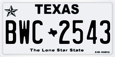 TX license plate BWC2543