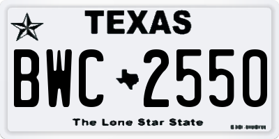 TX license plate BWC2550