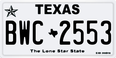 TX license plate BWC2553