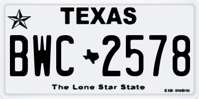TX license plate BWC2578