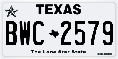 TX license plate BWC2579