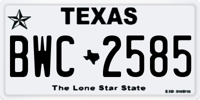 TX license plate BWC2585