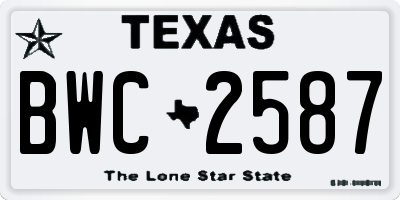 TX license plate BWC2587