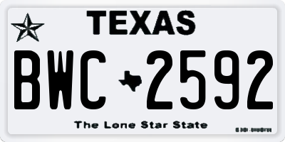 TX license plate BWC2592