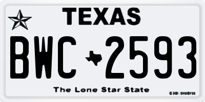 TX license plate BWC2593
