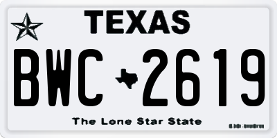 TX license plate BWC2619