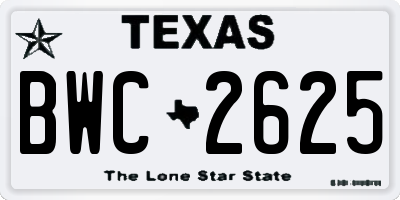 TX license plate BWC2625