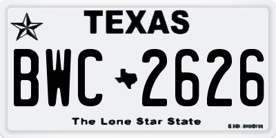 TX license plate BWC2626