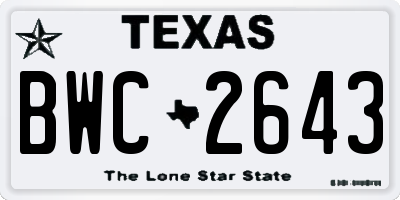 TX license plate BWC2643