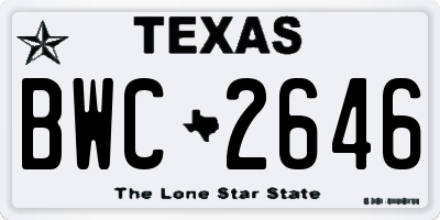 TX license plate BWC2646