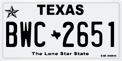 TX license plate BWC2651