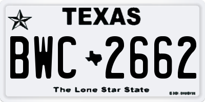 TX license plate BWC2662