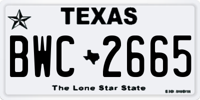 TX license plate BWC2665