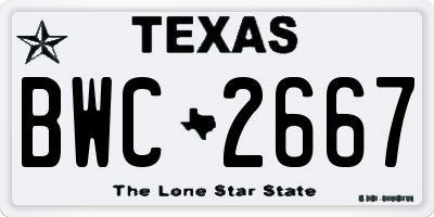 TX license plate BWC2667