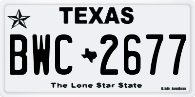 TX license plate BWC2677