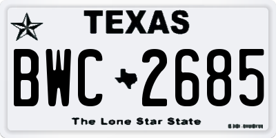 TX license plate BWC2685