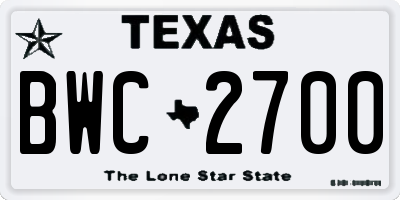 TX license plate BWC2700