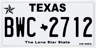 TX license plate BWC2712