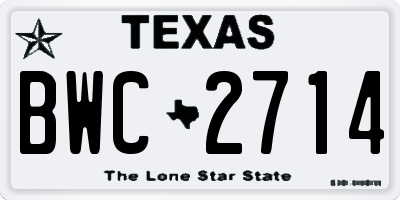 TX license plate BWC2714