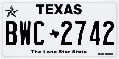 TX license plate BWC2742