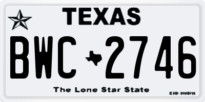 TX license plate BWC2746