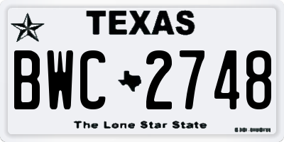 TX license plate BWC2748