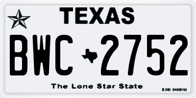 TX license plate BWC2752