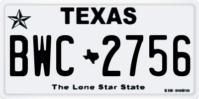 TX license plate BWC2756