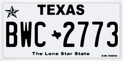 TX license plate BWC2773