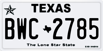 TX license plate BWC2785