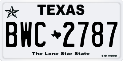 TX license plate BWC2787
