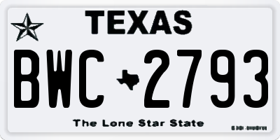 TX license plate BWC2793