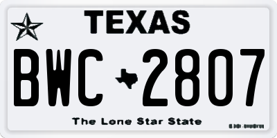 TX license plate BWC2807