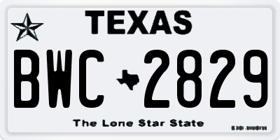 TX license plate BWC2829