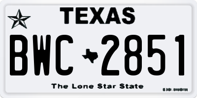 TX license plate BWC2851