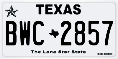 TX license plate BWC2857