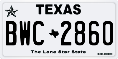 TX license plate BWC2860