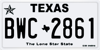 TX license plate BWC2861