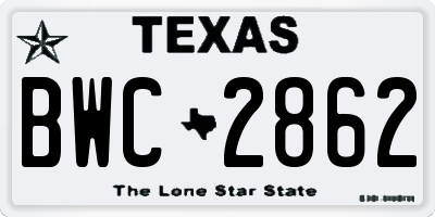 TX license plate BWC2862