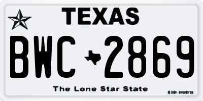 TX license plate BWC2869