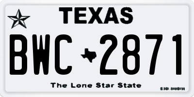 TX license plate BWC2871